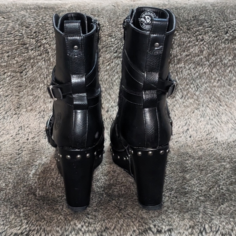 Milwaukee Leather Women's Triple Strap Wedge Boots - Picture 5 of 6